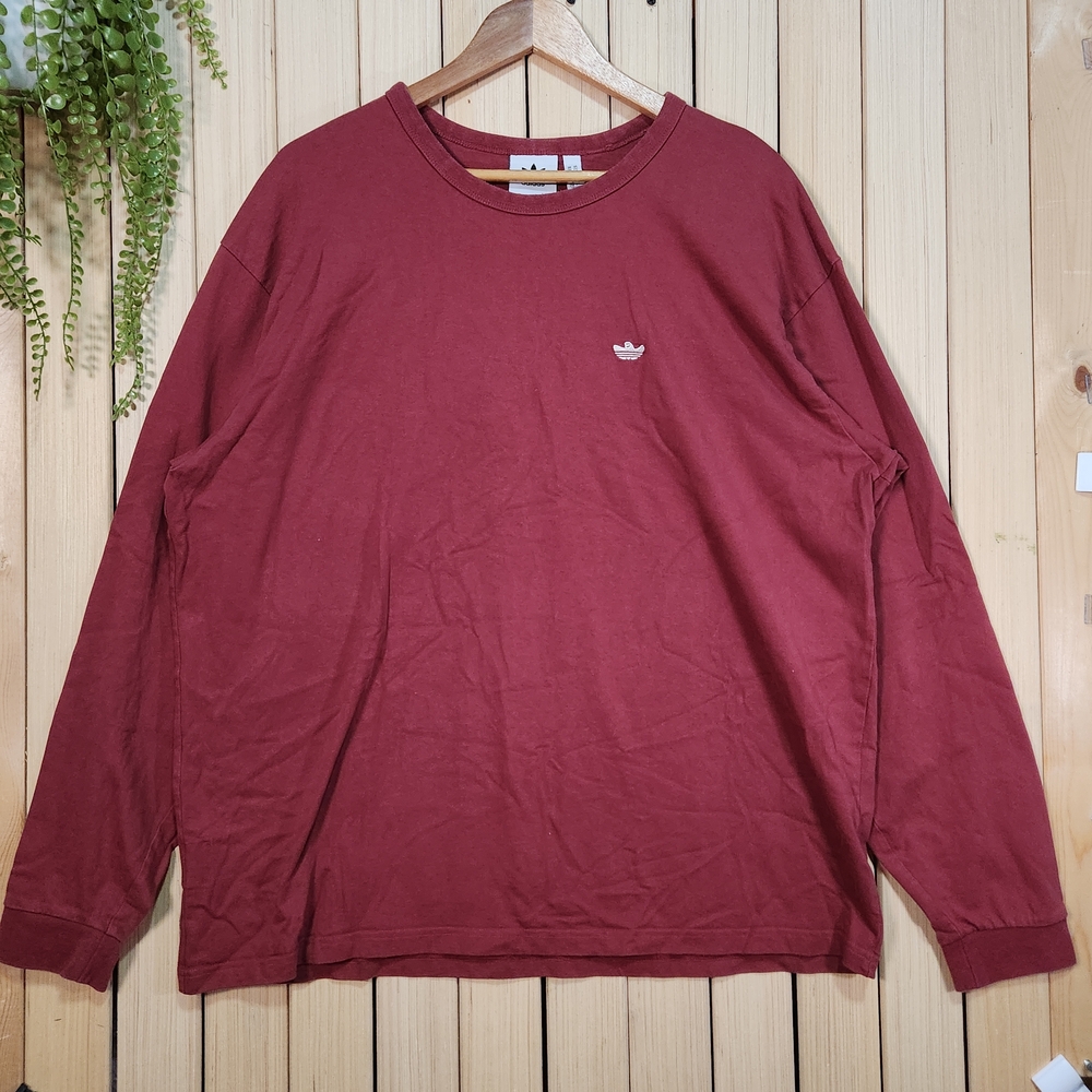 Adidas Men's Tee Skateboarding Burgundy Long Sleeve Size XL